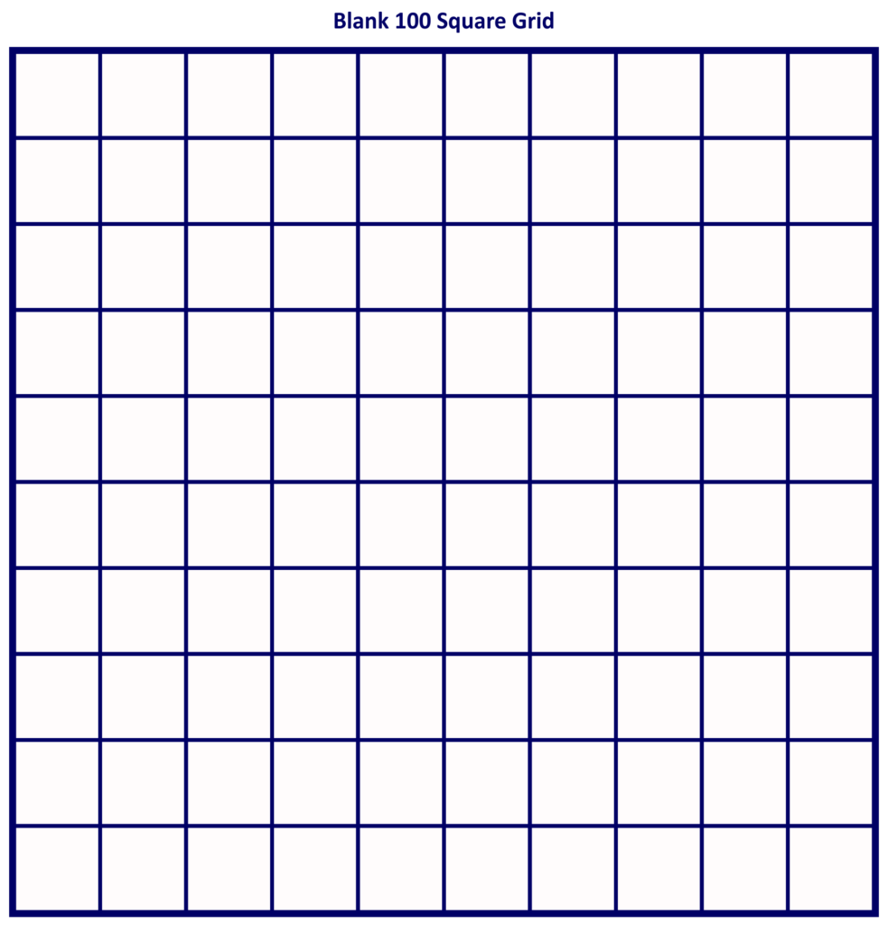 Printable 100 Square Raffle Board Template