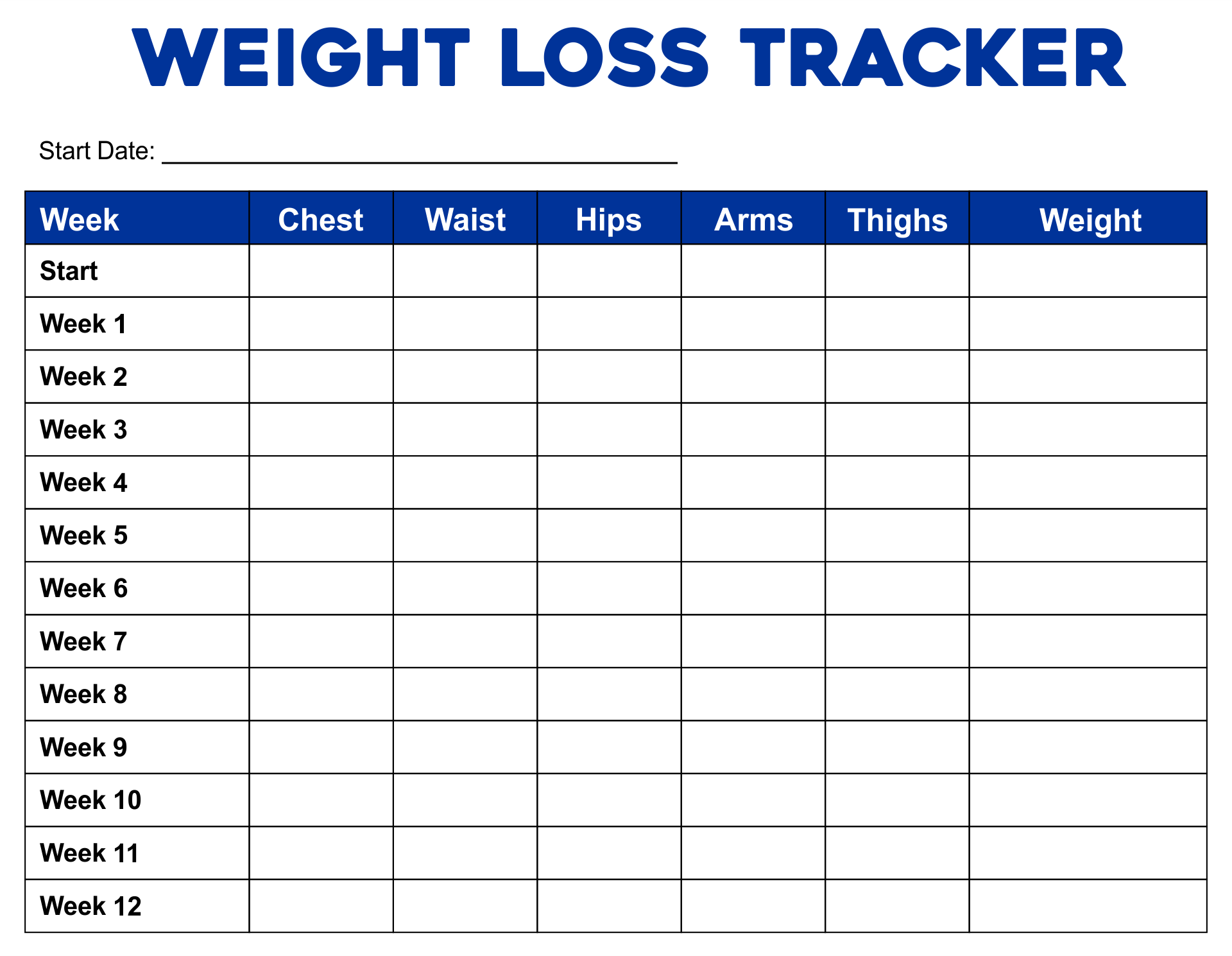 10 Best Weekly Weight Loss Tracker Printable Printablee