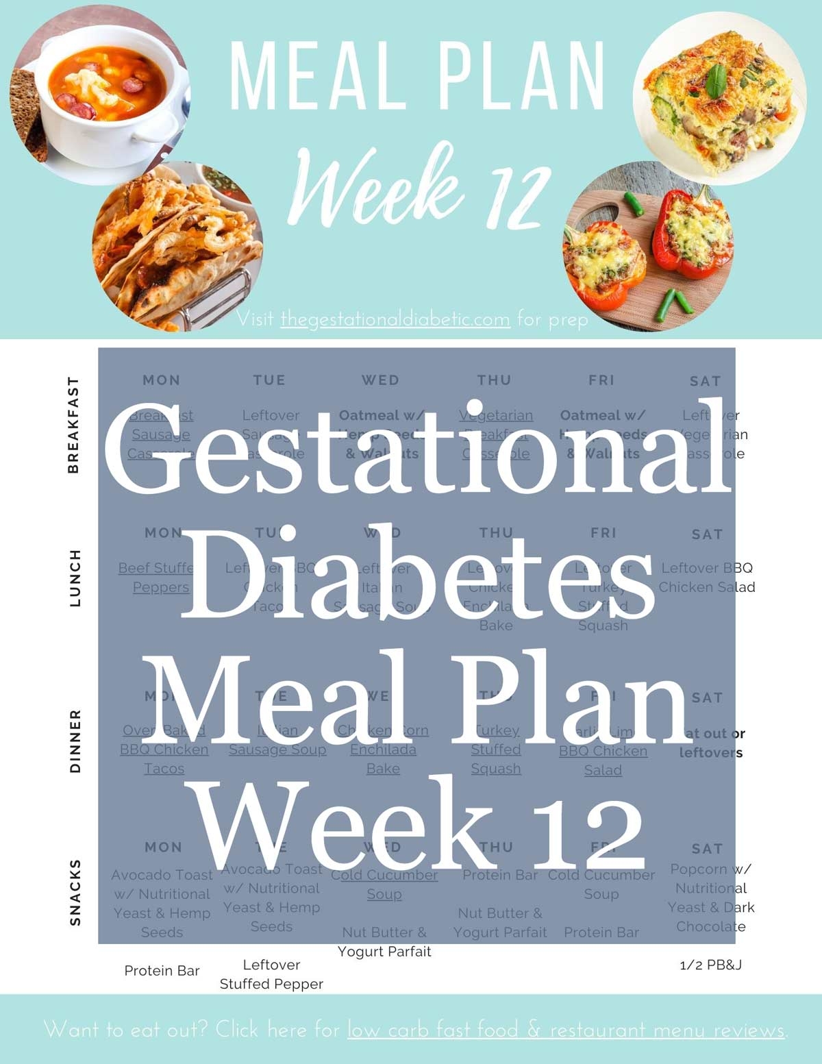 12 Weekly Gestational Diabetes Meal Plans Ideas The Gestational Diabetic