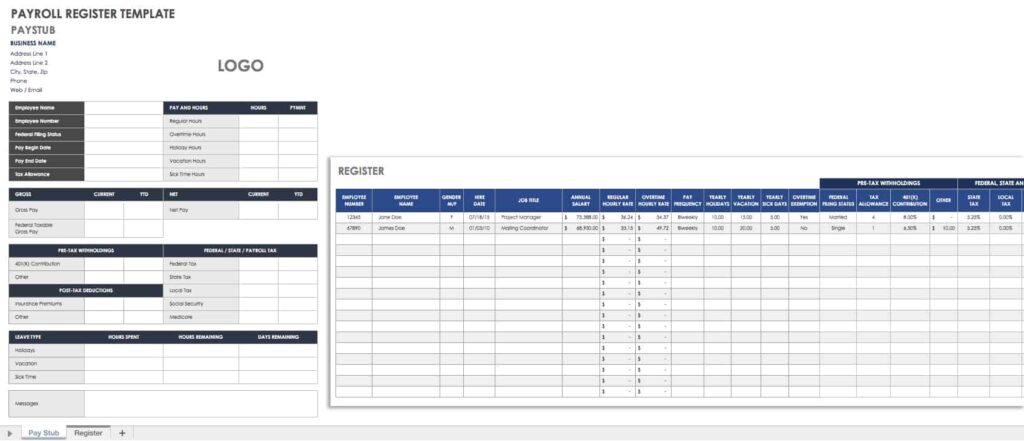 Free Printable Payroll Register Template