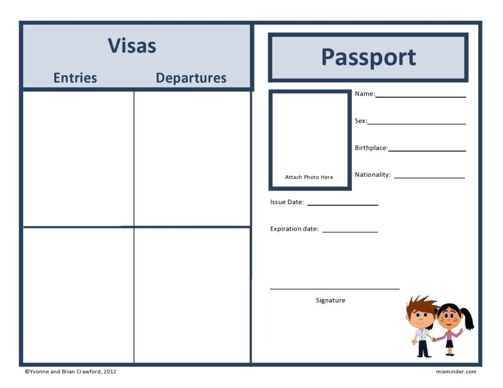 Downloadable Printable Passport Template