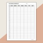 24 Hour Daily Schedule Template 1 Page Layout Printable Love Our Real Life