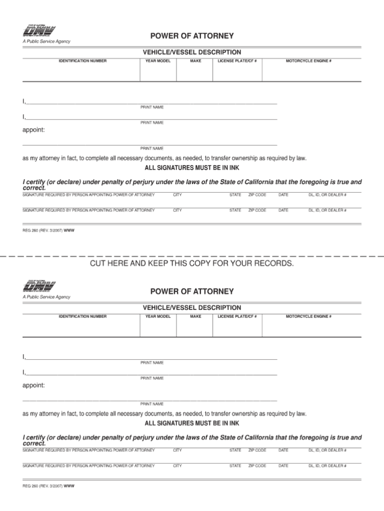 Printable Reg 262 Template Fillable Form 2024