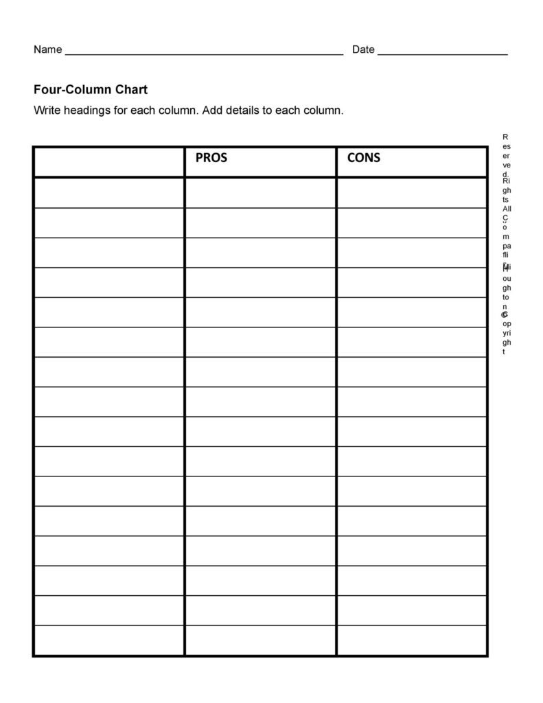 Printable Pros And Cons Template