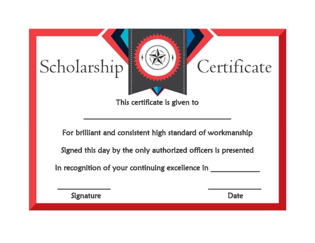 28 Amazing Scholarship Certificate Templates Award PrintableTemplates