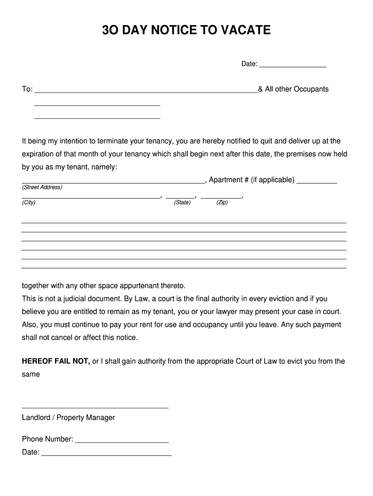 30 Day Eviction Notice Fill Out And Sign Printable PDF Template SignNow 30 Day Eviction Notice Being A Landlord Letter Template Word