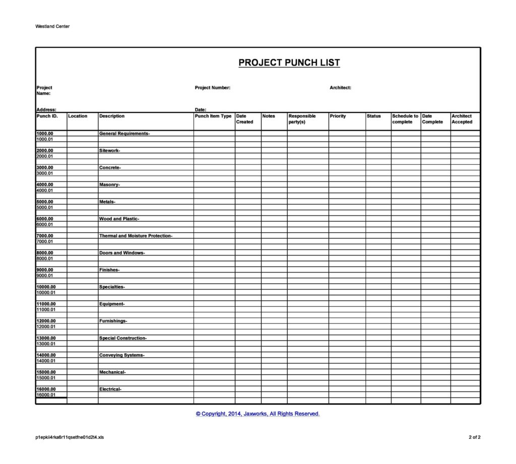 30 Great Punch List Templates Forms FREE TemplateArchive