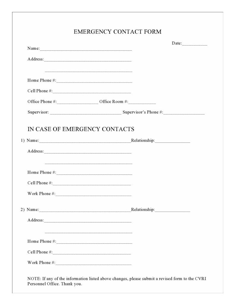 30 Printable Emergency Contact Forms 100 Free 