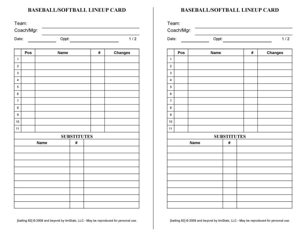 33 Printable Baseball Lineup Templates Free Download TemplateLab