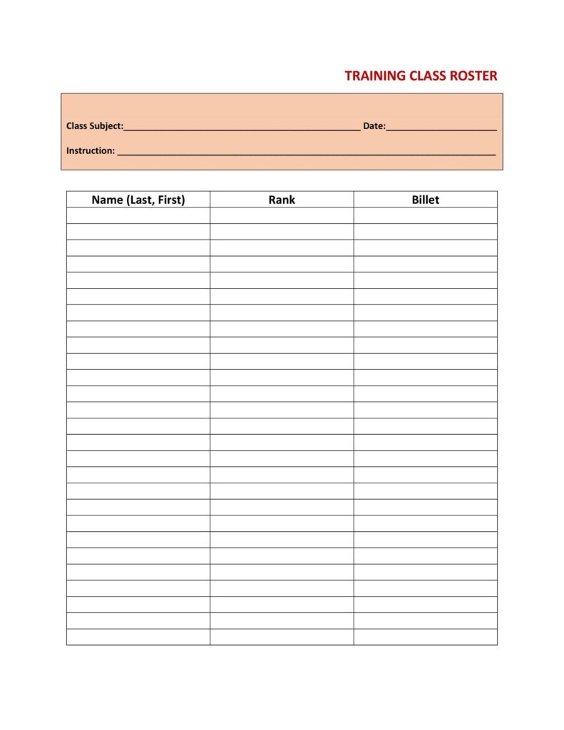 37 Class Roster Templates Student Roster Templates For Teachers 