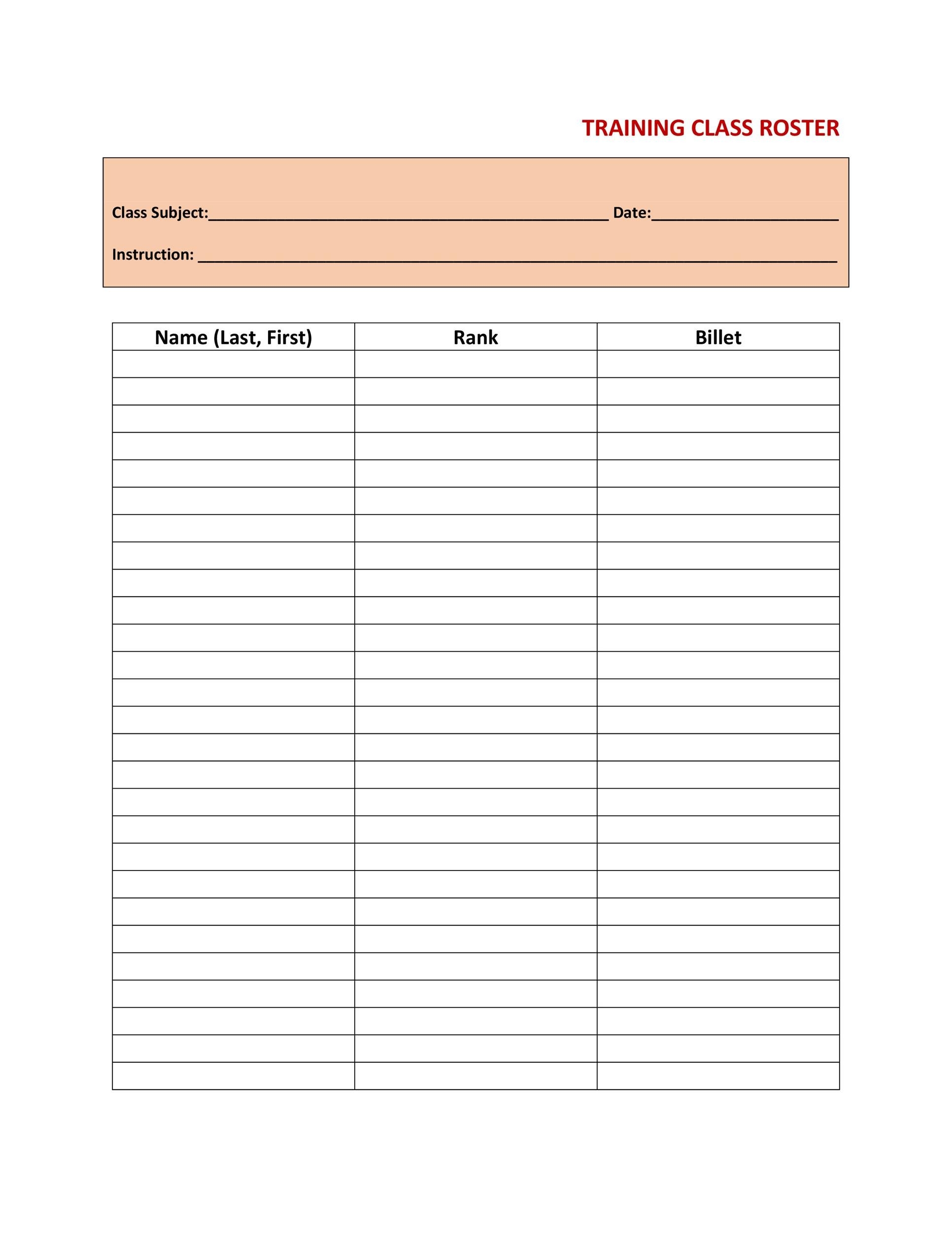 37 Class Roster Templates Student Roster Templates For Teachers