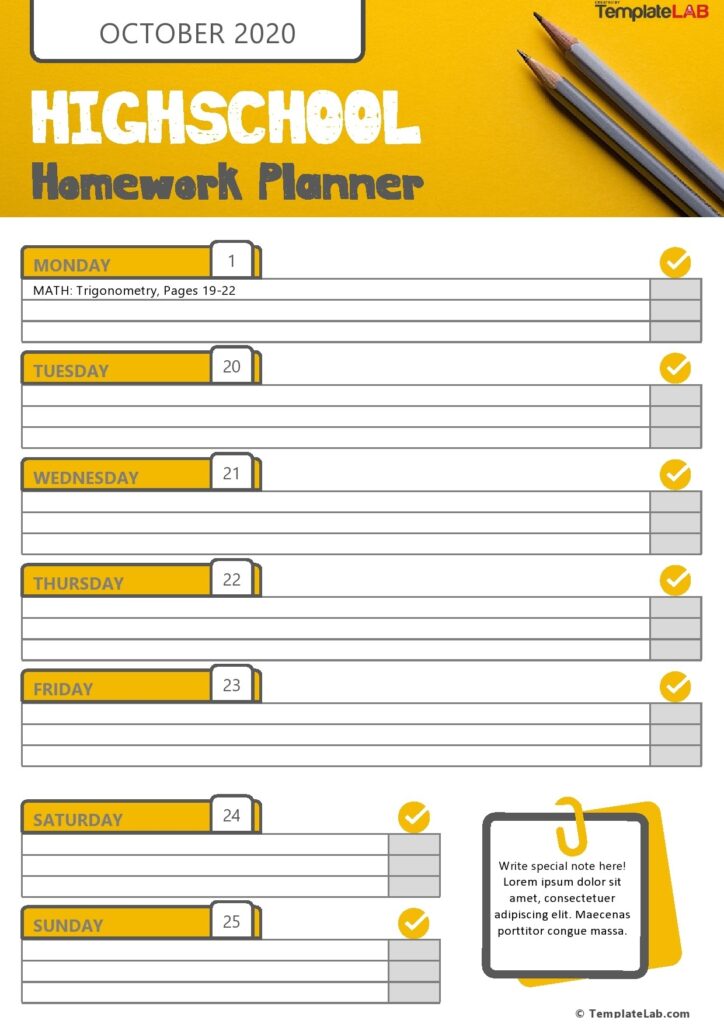 37 Printable Homework Planners Only The BEST TemplateLab