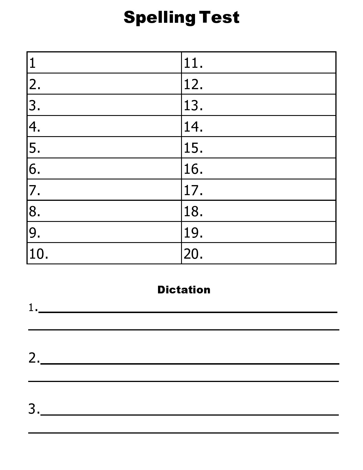 Spelling Test Template 15 Words Free Printable Fillable Form 2023