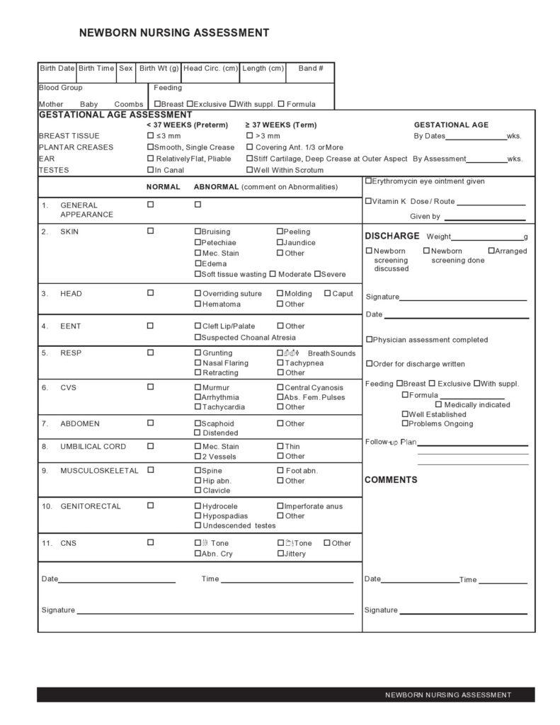 39 Printable Nursing Assessment Forms Examples 