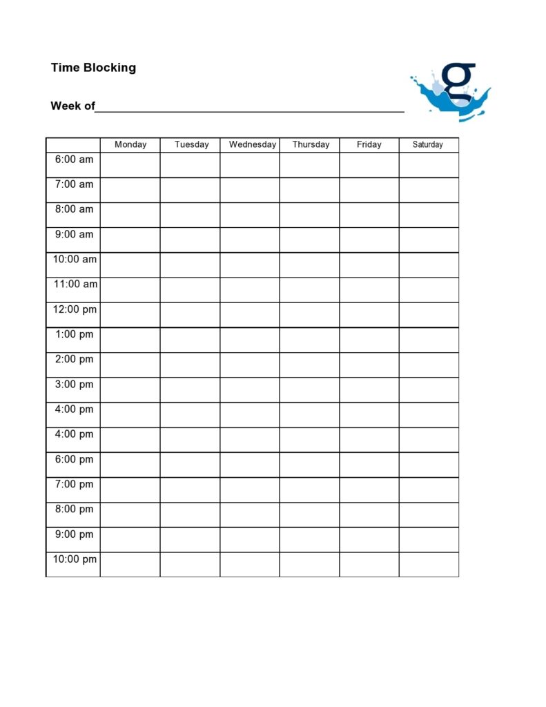 Printable Time Blocking Template