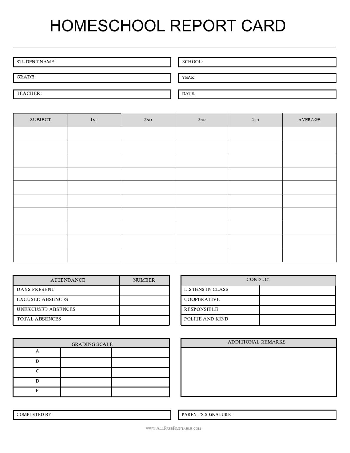 40-editable-homeschool-report-card-templates-fillable-form-2023