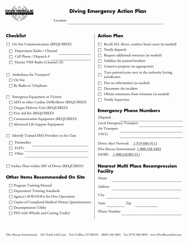 Printable Emergency Action Plan Template