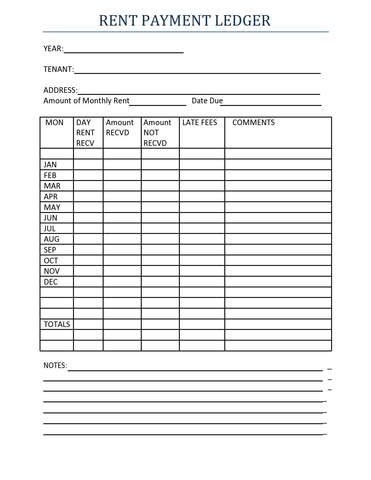 40 Printable Rental Ledger Templates Lease Ledger