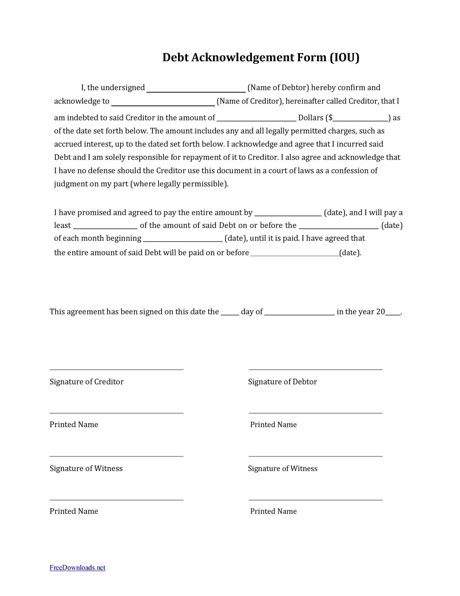Free Printable Iou Template - Fillable Form 2025