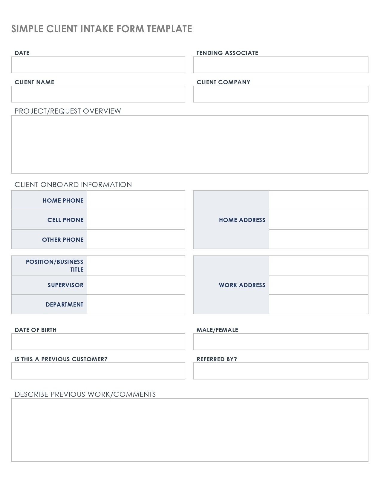 42 Printable Client Intake Forms FREE Templates TemplateLab