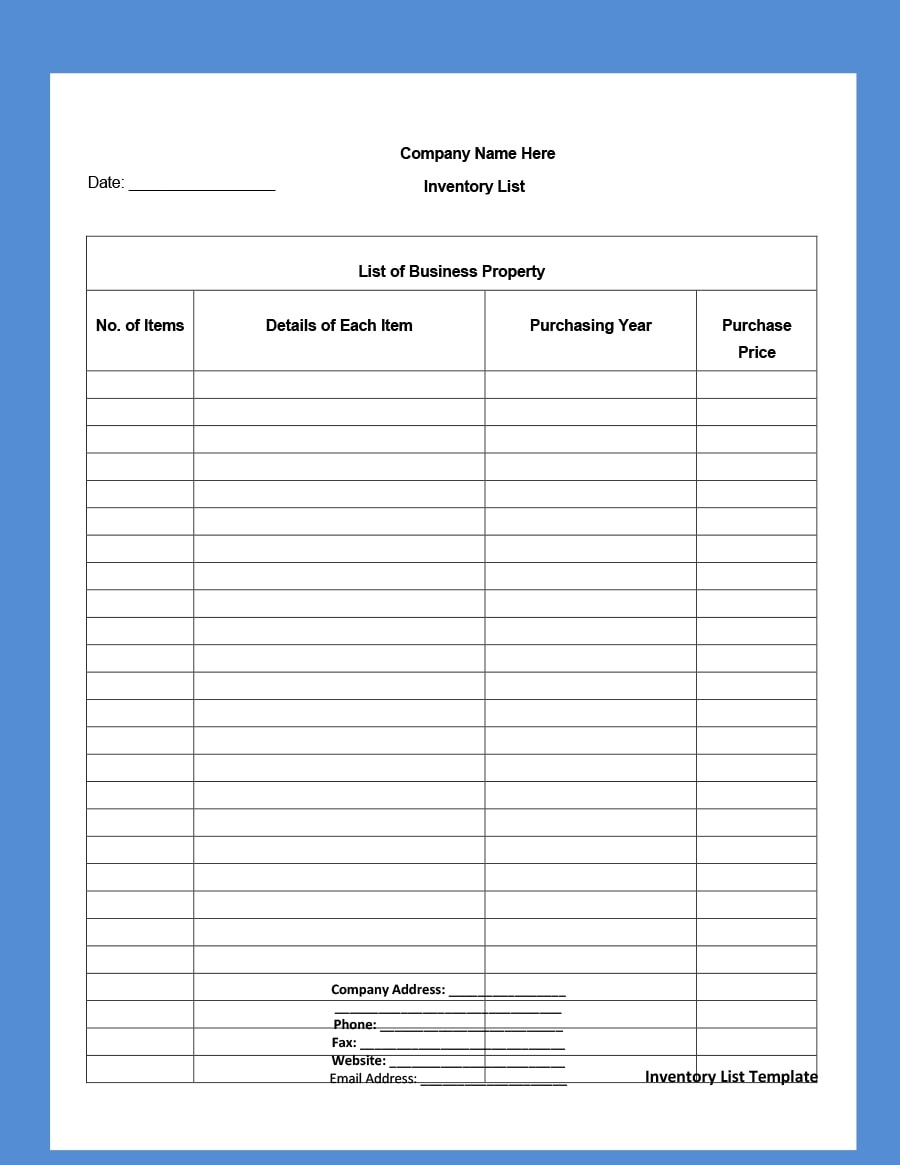 45 Printable Inventory List Templates Home Office Moving 