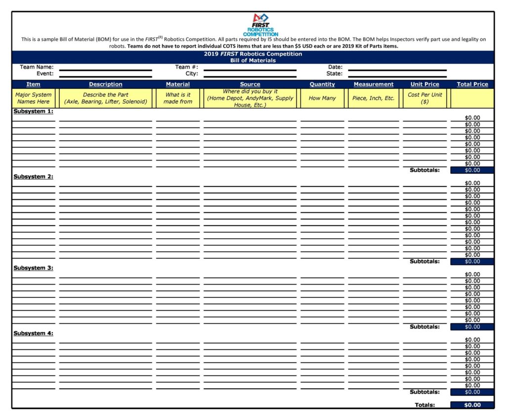 48 FREE Bill Of Material Templates Excel Word TemplateLab