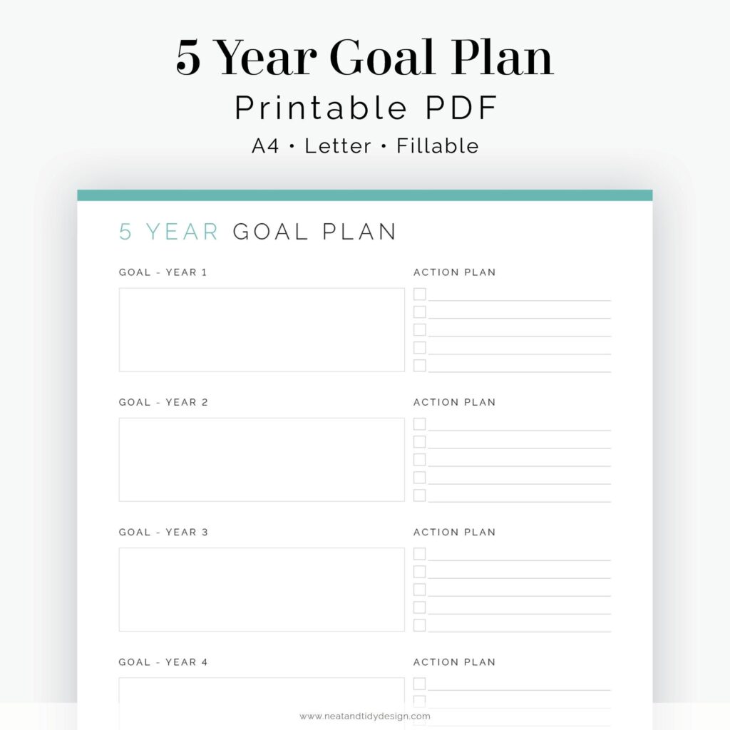 5 Year Goal Plan Fillable Printable PDF New Year Etsy de