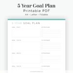 5 Year Goal Plan Fillable Printable PDF New Year Etsy de