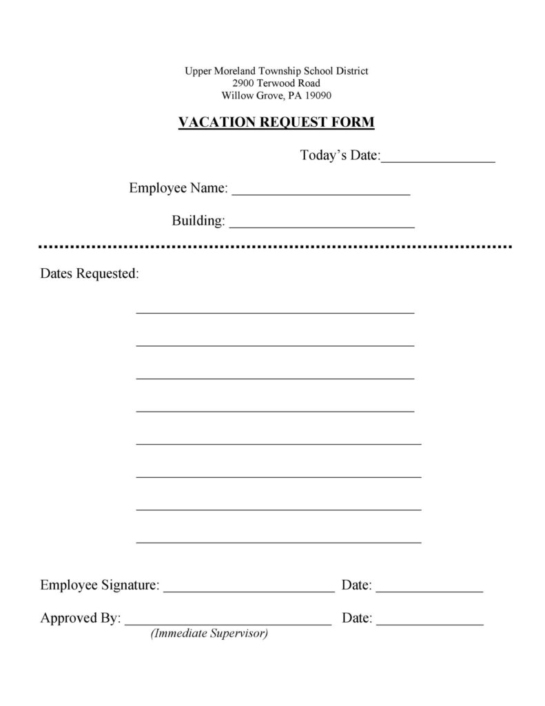 50 Professional Employee Vacation Request Forms Word TemplateLab