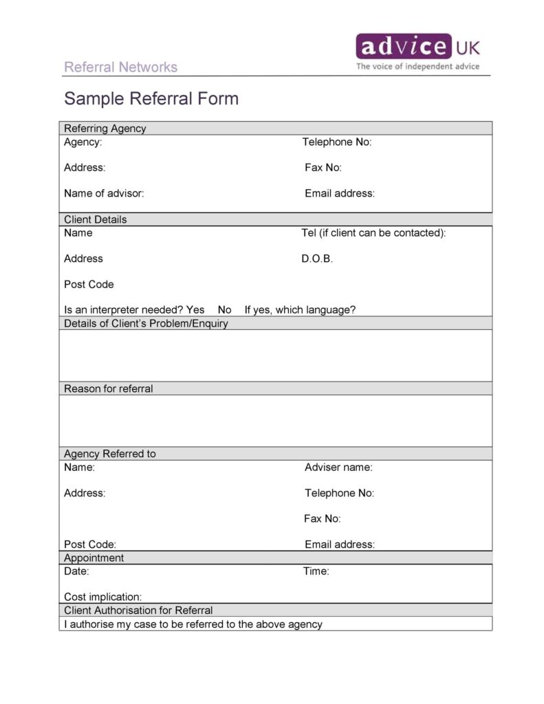 50 Referral Form Templates Medical General Templatelab Fillable Form 2023 9946