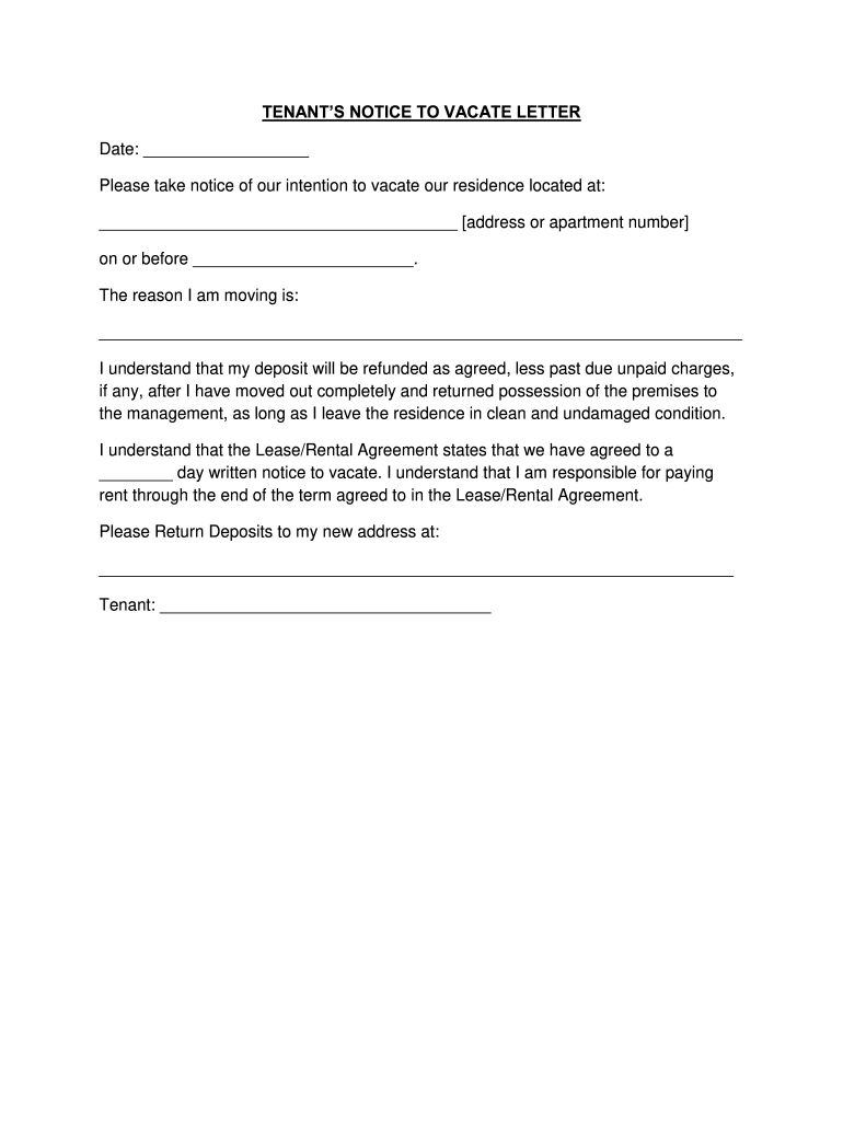 60 Day Notice To Vacate Template Fill Out Sign Online DocHub
