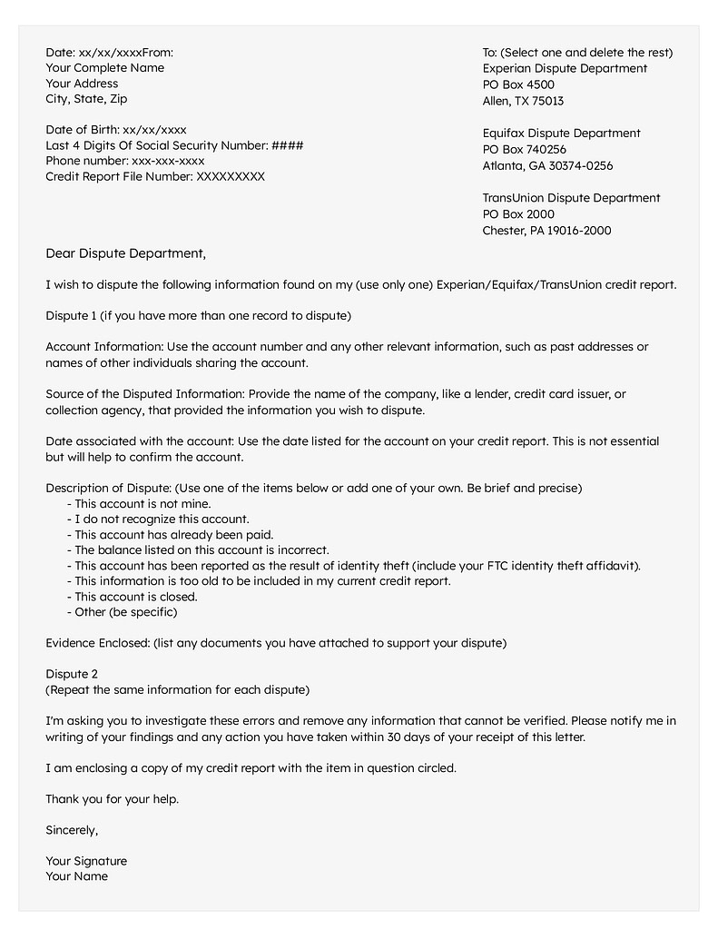 Printable 609 Letter Template Fillable Form 2024