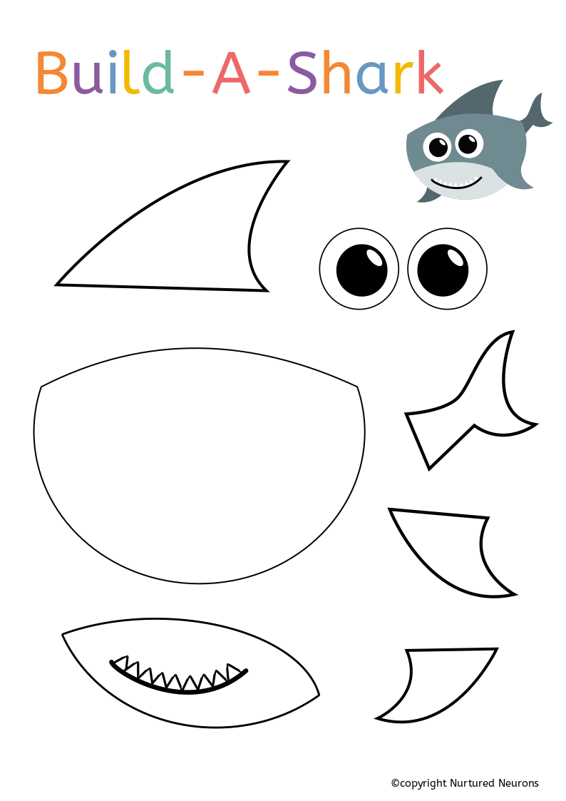 A Super Build A Shark Craft Preschool Printable Nurtured Neurons Shark Craft Preschool Crafts Craft Activities For Kids