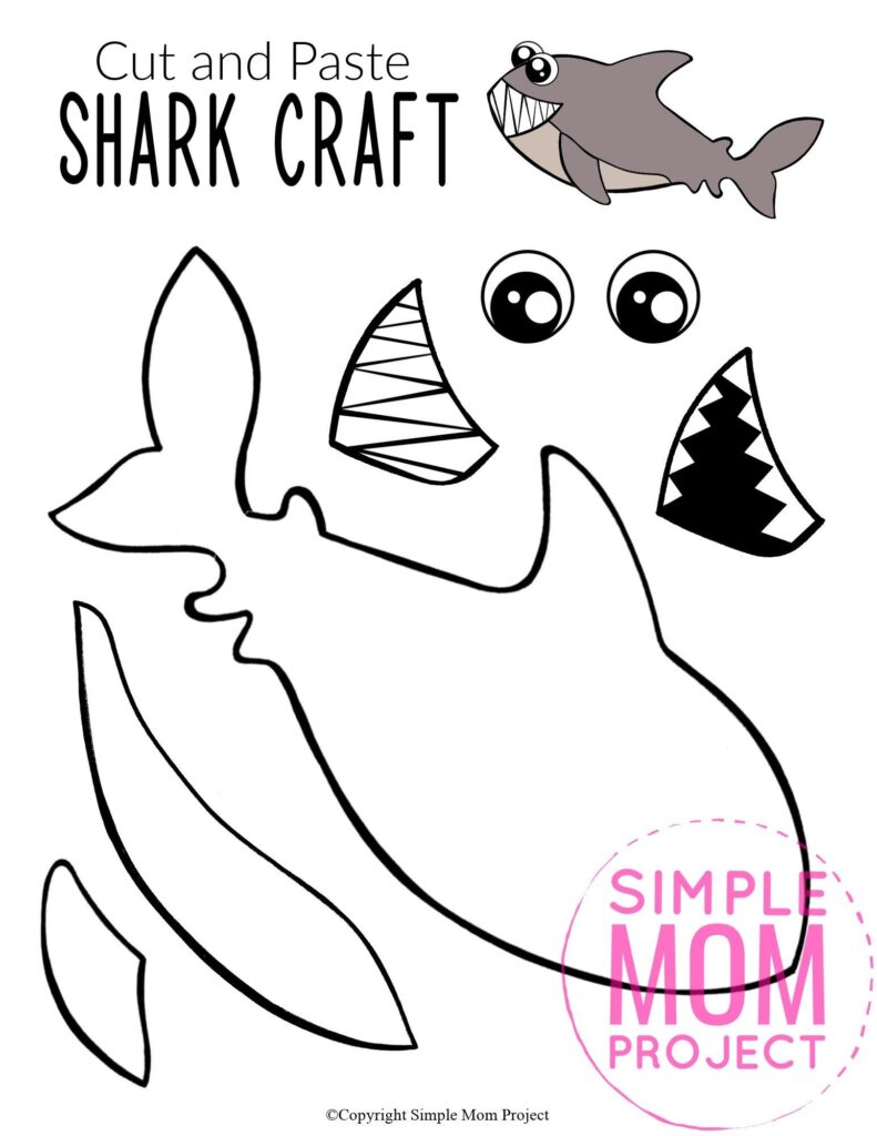 Adorable Shark Craft For Kids With Free Template Shark Craft Ocean Animal Crafts Animal Crafts For Kids