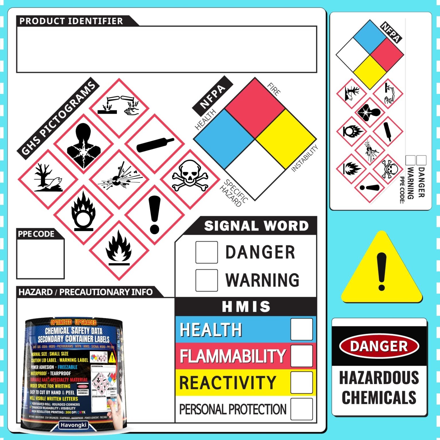 Amazon Havongki Upgraded GHS Labels 3×4 Inches Roll Of 250 Hazardous ...