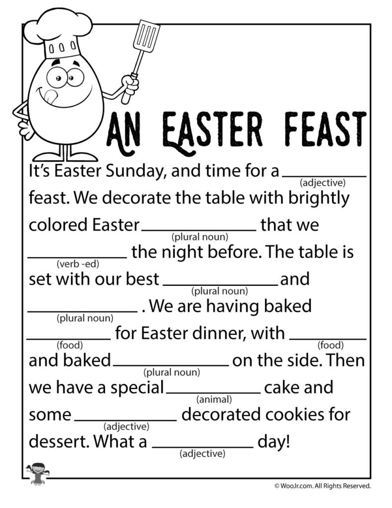 Funny Easter Mad Libs For Kids Printable