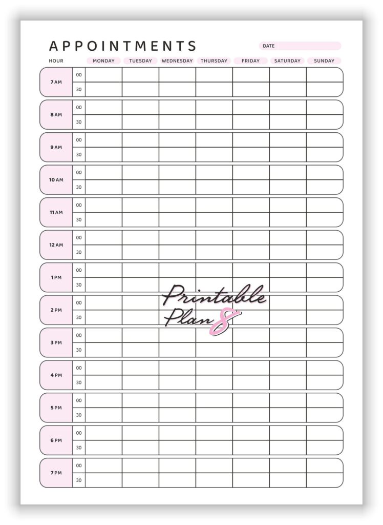 Appointment Book Printable Weekly Appointment Tracker Etsy Canada Planner Template Lettering Planner Pages