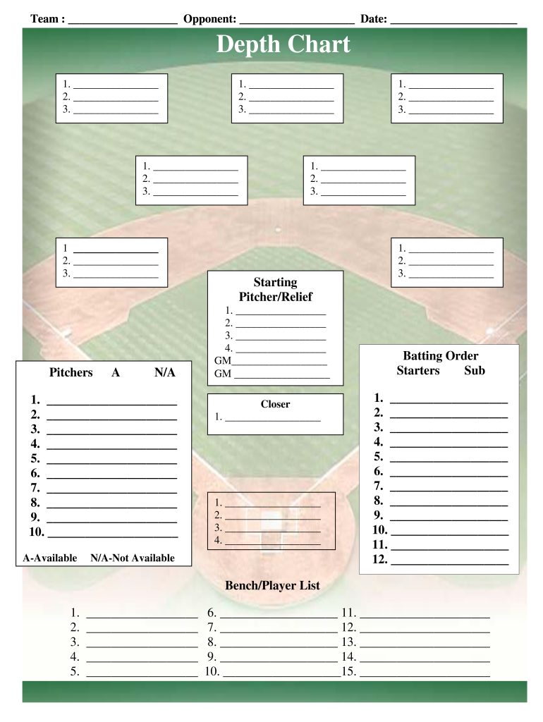 Printable Baseball Position Template
