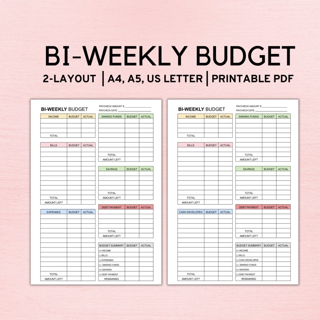 Bi Weekly Budget Planner Template Paycheck Budget Printable Etsy de