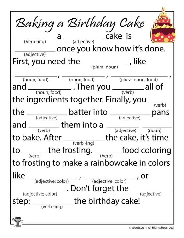 Birthday Ad Libs For Kids Printable Mad Libs Kids Mad Libs Funny Mad