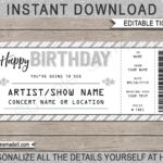 Birthday Gift Concert Ticket Template Printable Gift Voucher Etsy de