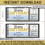 Birthday Weekend Away Voucher Template Pack Your Bags Gift Ticket