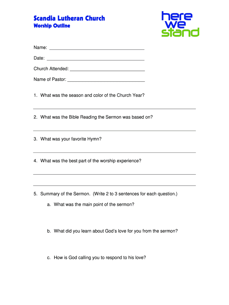 Printable Sermon Outline Template Fillable Form 2024