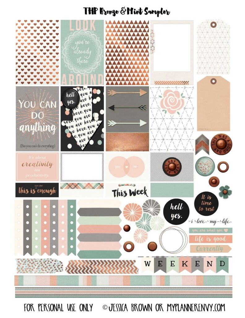 Bronze Mint Sampler Happy Planner Printables Planner Printables Free Planner