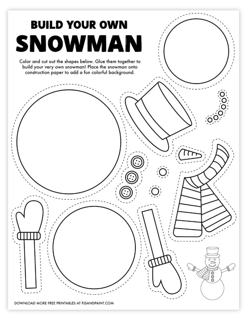 Build Your Own Snowman Free Printable Pjs And Paint