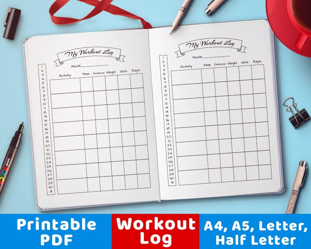 Printable Fitness Tracker Bullet Journal