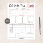 Cake Order Form Template Bakery Order Form Printable Small Etsy de