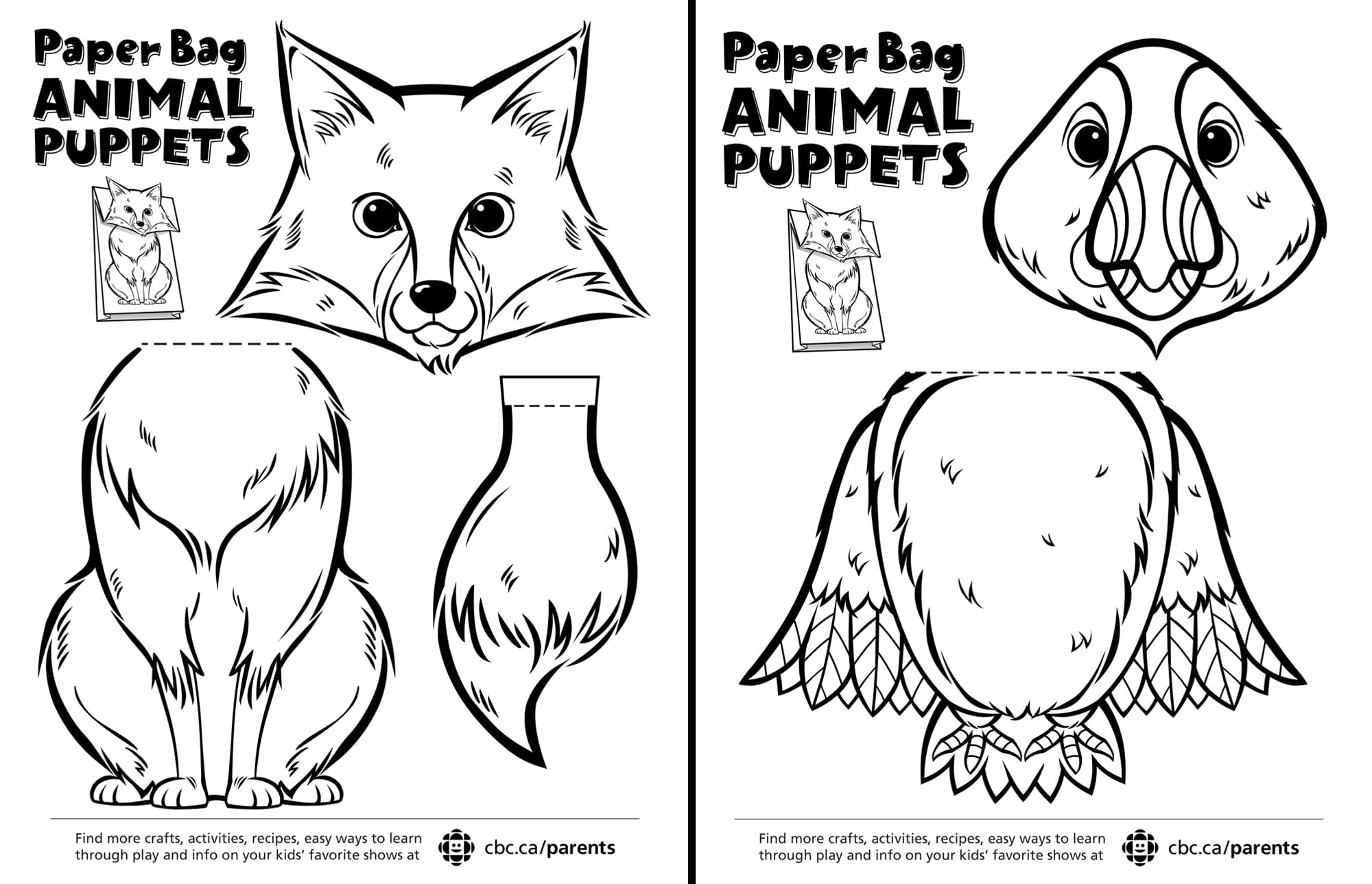 Canadian Animal Paper Bag Puppets Play CBC Parents