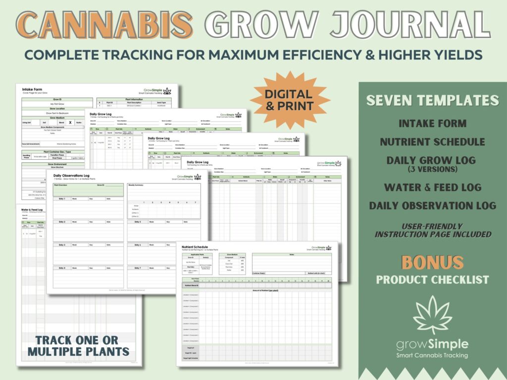 Cannabis Grow Journal Log With 7 Templates Daily Weekly Etsy de