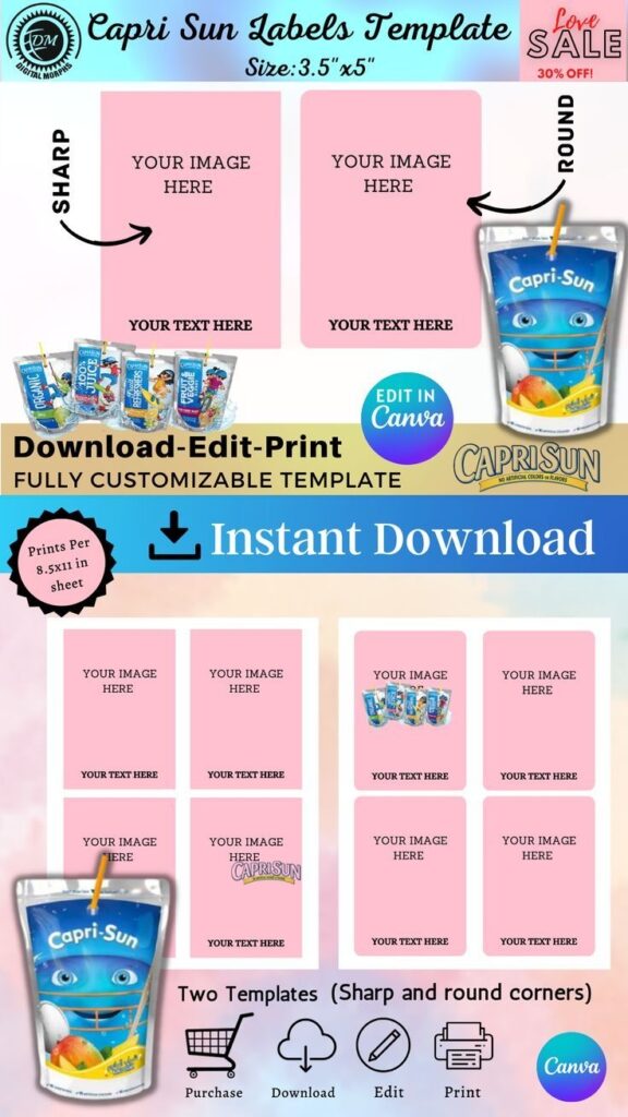 Printable Capri Sun Template Free